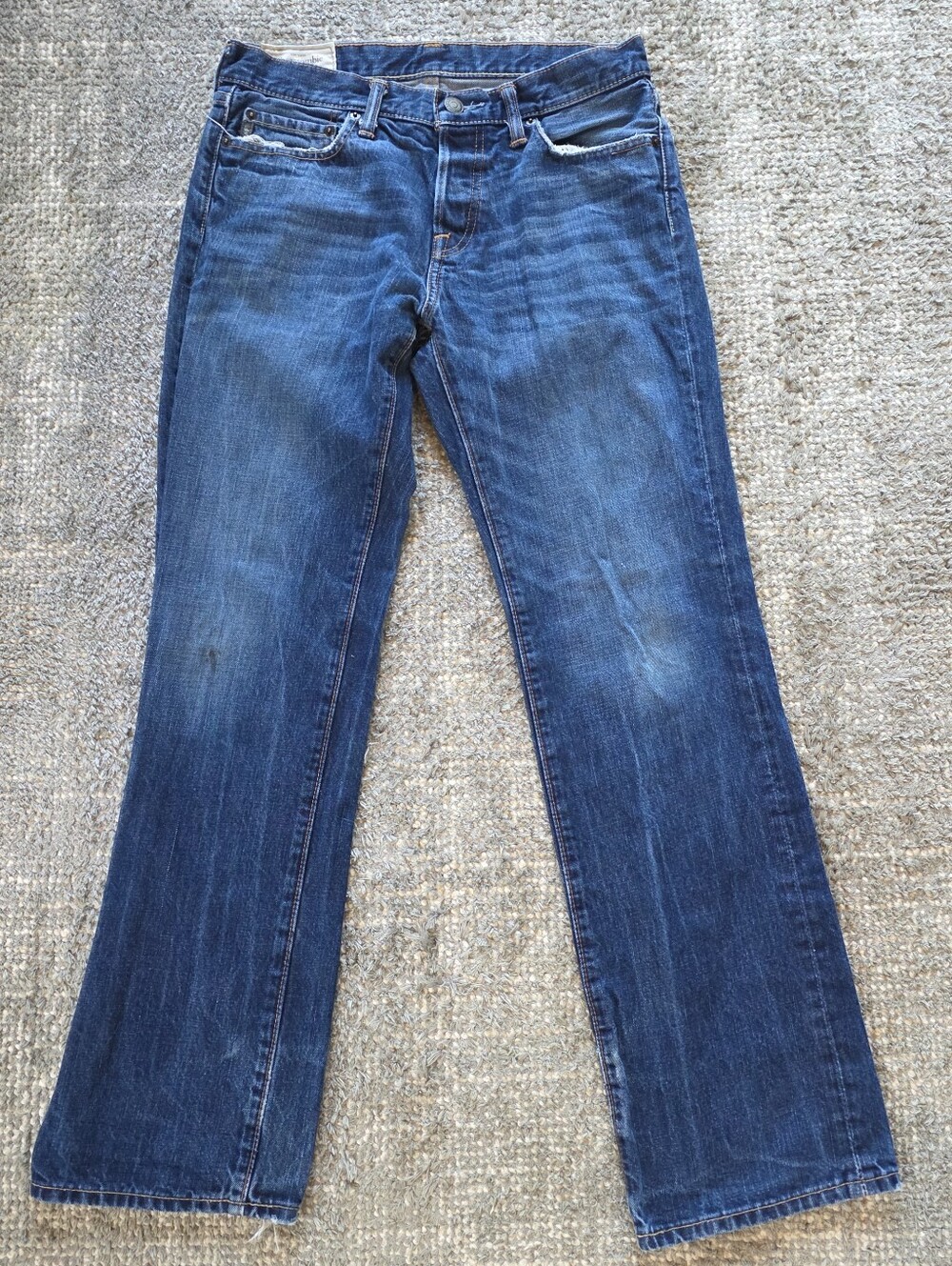Abercrombie Fitch Jeans Mens 30x32 Blue The A&F Boot Button Fly Denim Pants Y2K
